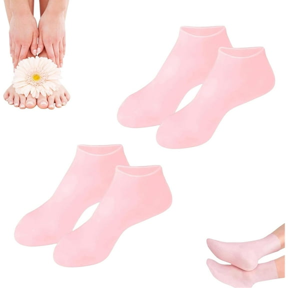 Moisturizing Foot Mask Exfoliating Silicone Socks,Beach Protective Socks,Silicone Socks for Dry Cracked Feet Women(2pcs pink)