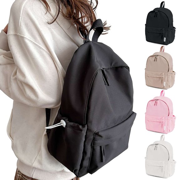 Gustave School Backapck for Women Men College Aesthetic Bookbags Lightweight Water-Resistan Basic Laptop Backpack Casual Travel Daypack, Black