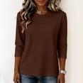 thumbnail image 7 of Nestiefly 3/4 Length Sleeve Womens Tops Dressy Casual Crew Neck T Shirts Loose Fit Three Quarter Sleeve Tops Woman Brown M, 7 of 7