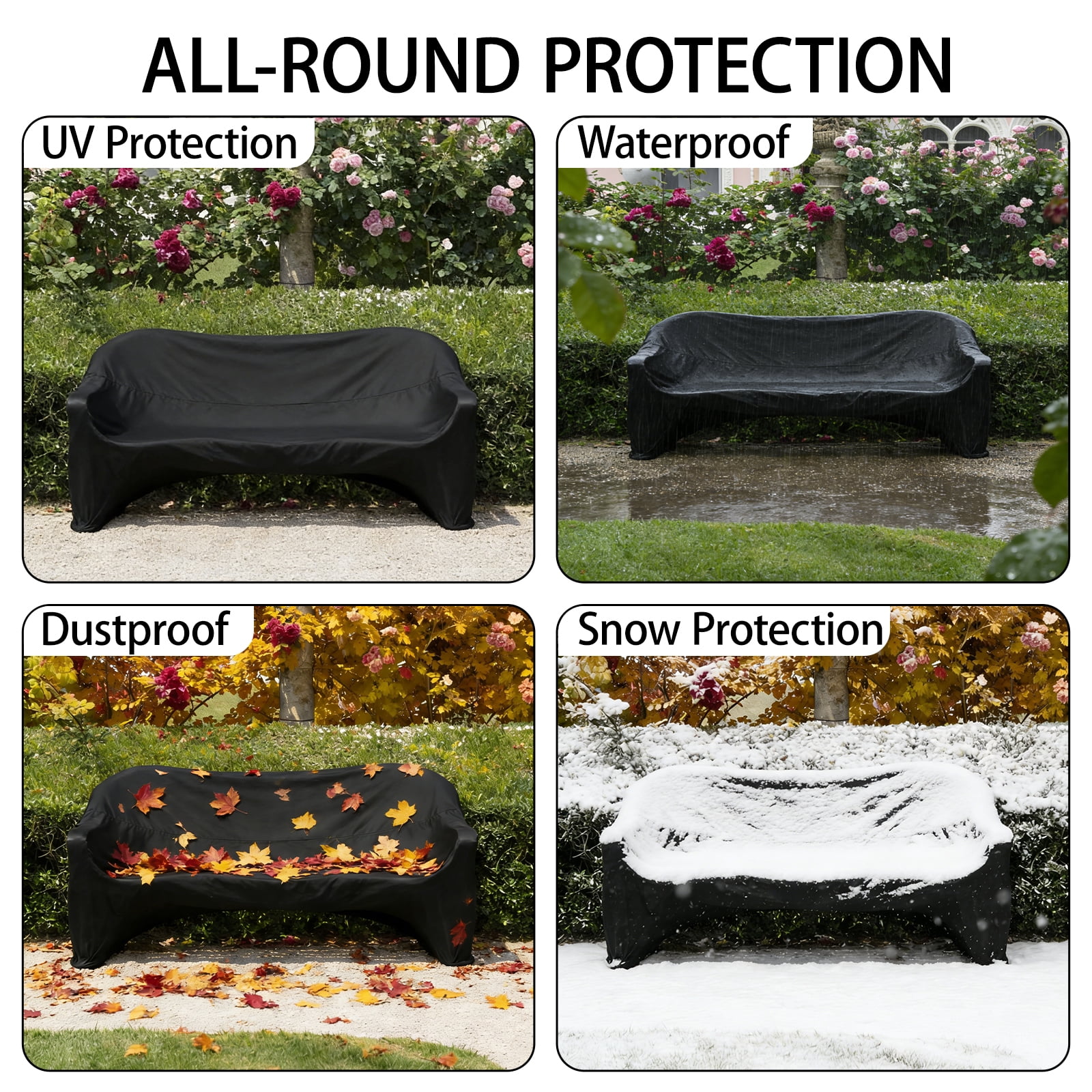 Outdoor Bench Cover Waterproof UV Protection Patio Bench Covers Heavy Duty Oxford Outdoor Furniture Covers for Garden Entryway Backless Sofa Chair Table