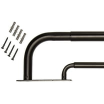 Meriville Double Wrap Around Blackout Curtain Rod Set - 1-inch Diameter Front Rod and 5/8-inch Diameter Back Rod, 84 - 120 Inch Adjustable, Black Finish