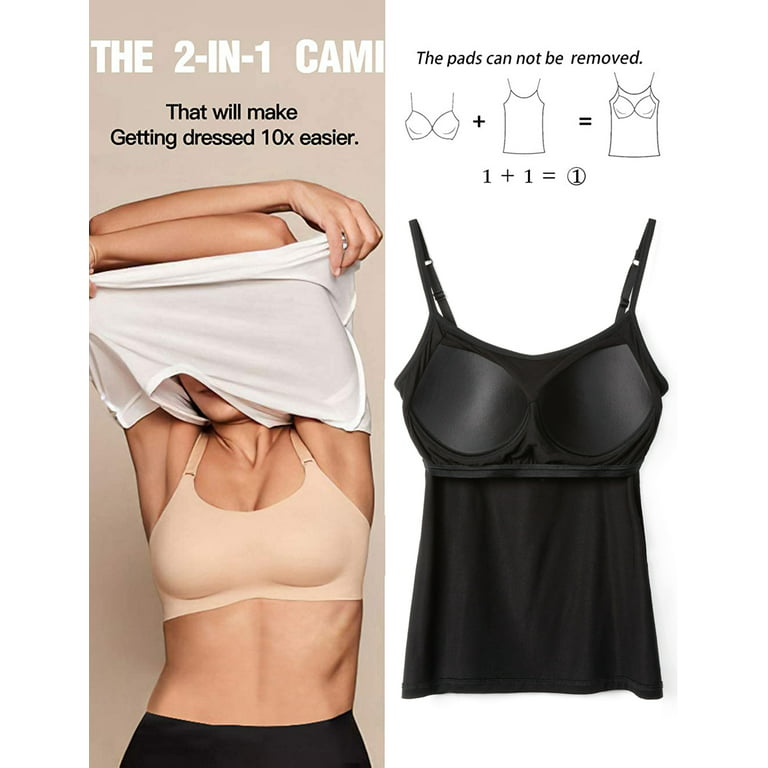 COMFREE Women's Camisole with Built in Padded Bra Adjustable