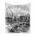 thumbnail image 1 of Scotland Soft Flannel Fleece Blanket, Albert Bridge in Glasgow Vintage Sketch Historical Architecture City Scenery, Cozy Plush for Indoor and Outdoor Use, 50" x 60", Grey Dust White, by Ambesonne, 1 of 6