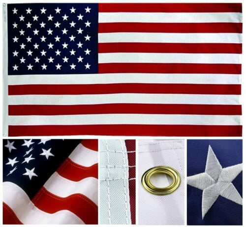 5' X 8' U.S./ USA  AMERICAN FLAG NYLON EMBROIDERED SOLID BRASS GROMMETS 
