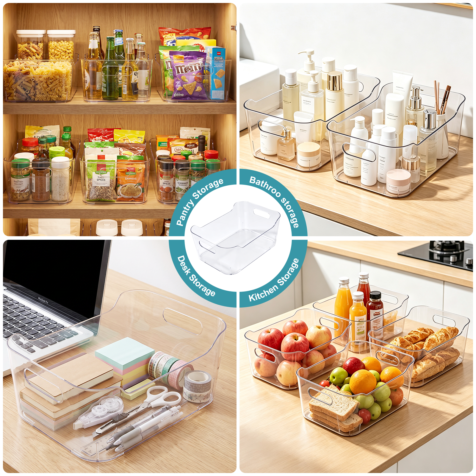 Taimasi 8-Pack Clear Plastic Storage Bins with Handles photo 3