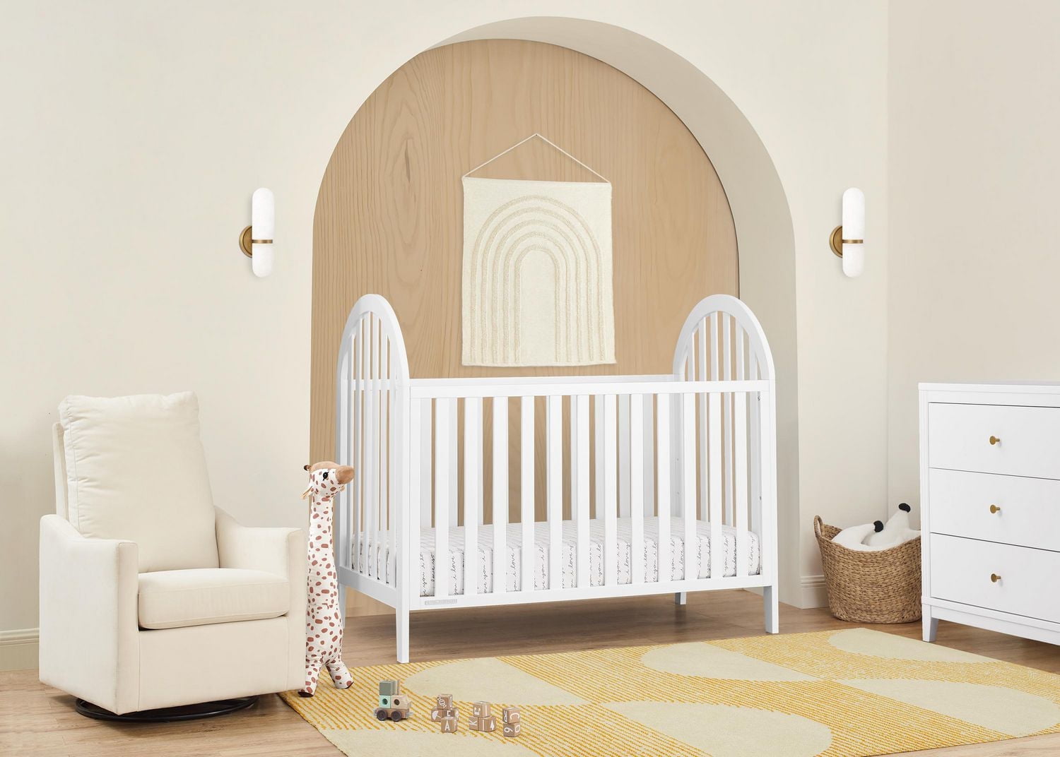 Delta Children Milano 4-in-1 Convertible Crib - Greenguard Gold Certified, Bianca White