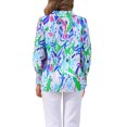 thumbnail image 3 of BLUSA CHIFFON DE MANGA LARGA CON BOTONES Y VOLANTES FLORALES PARA MUJERES INSPIRAR CHIC TAMAÑO S AZUL, 3 of 6