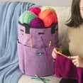 thumbnail image 6 of PAVILIA Crochet Bag Knitting Bag Organizer, Yarn Bag Storage Tote for Crocheting On The Go, Knitting Accessories Supplies Holder with Grommets, Gift for Crochet Lovers Knitters (Heather Purple), 6 of 9