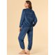 thumbnail image 5 of Conjuntos de pijama de traje de noche de cuello redondo de felpa cálida y suave para mujer Azul M, 5 of 6