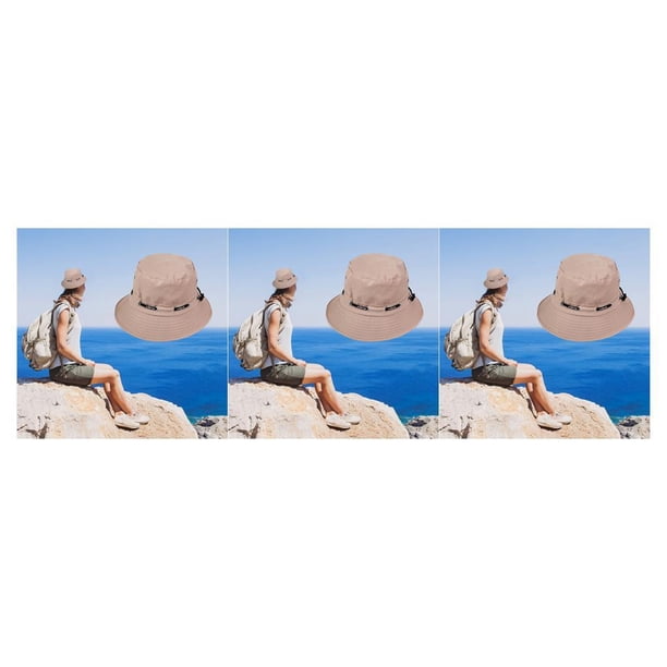 Sonducket Sombrero de cubo para exteriores de verano, sombrero de pescador Hip Hop, Camping, senderismo, parasol, gorra de pescador ajustable de algodón beige 56-58cm 3piezas Sonducket CBP016132