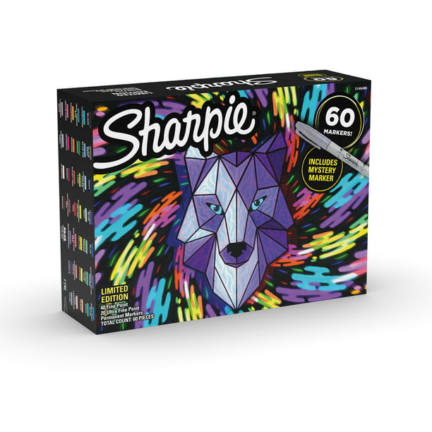 Sharpie Permanent Markers Limited Edition Set, Contains Fine Point Markers, 60 Count