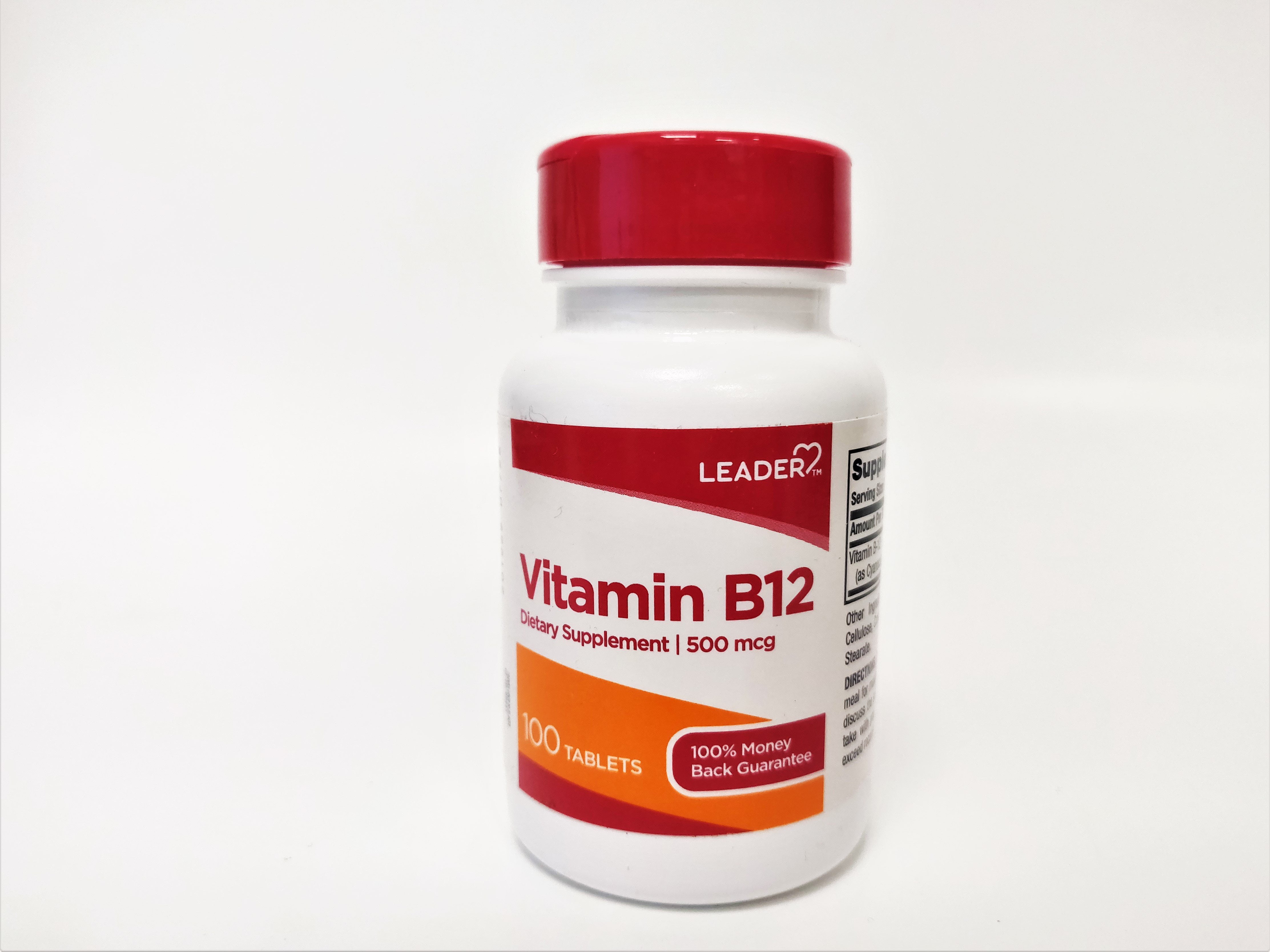 Leader Vitamin B12 Dietary Supplement 500mcg 100 tablets