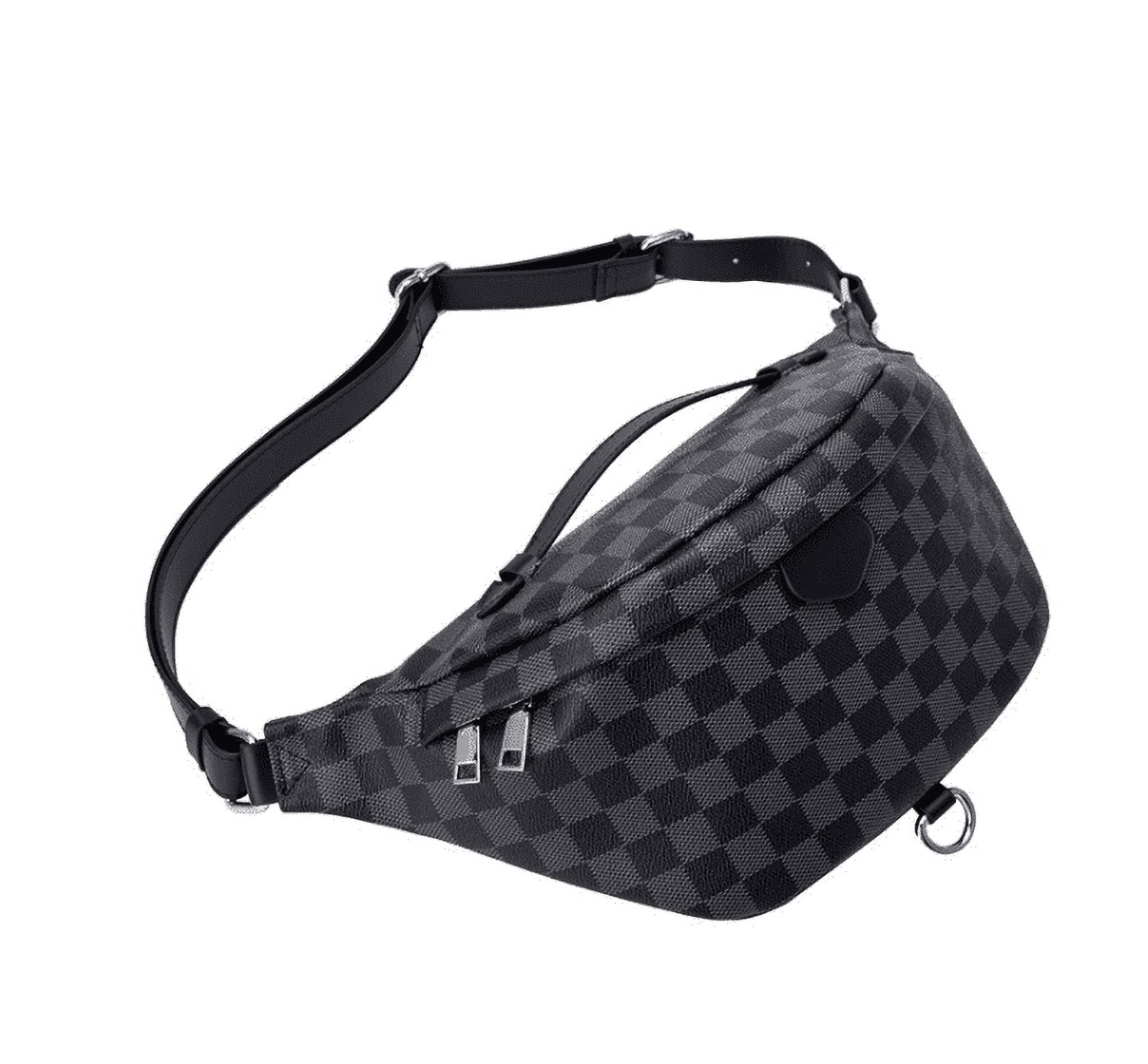 Zsoznqaky Triangle Brown Checkered Fanny Pack With Handle Womens