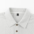 thumbnail image 5 of GrmtClth Men's Casual Diamond Pattern Polo Shirt Dual Pocket Short Sleeve Button Placket Top White 2XL, 5 of 5