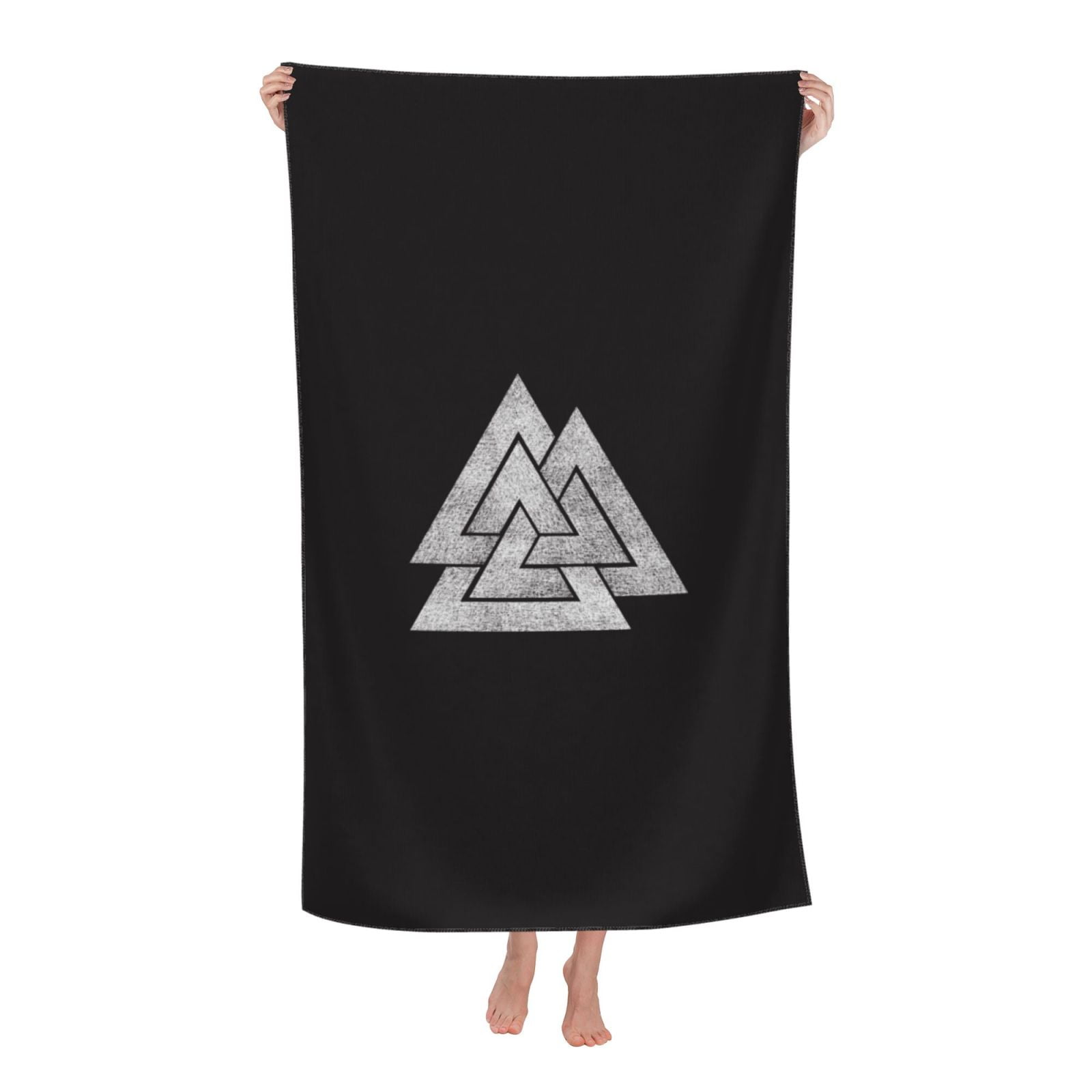 Valknut Viking Design Beach Towel 32x52inch QuickDry, Bath Towels for