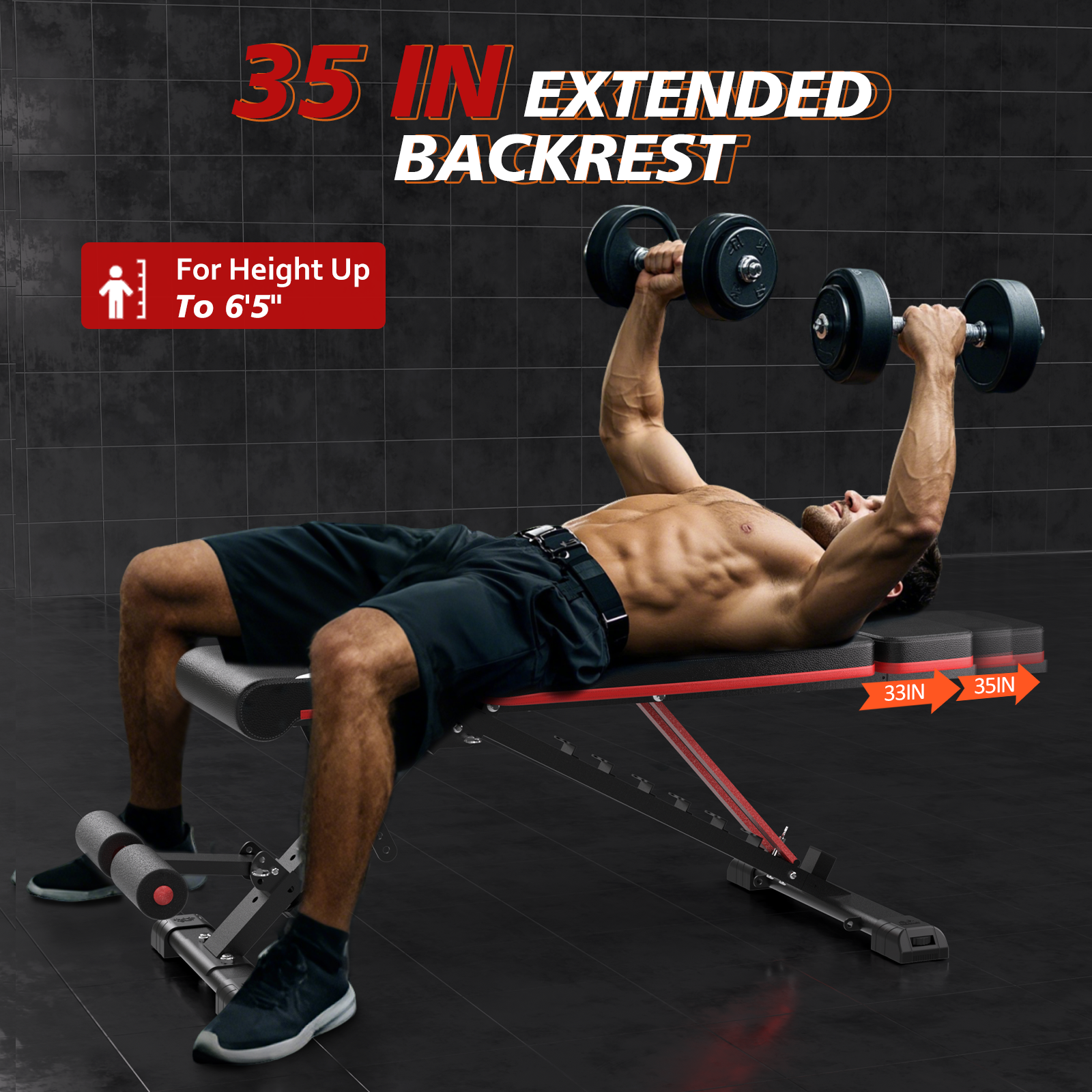 FLYBIRD Adjustable Weight Bench with Headrest photo 2