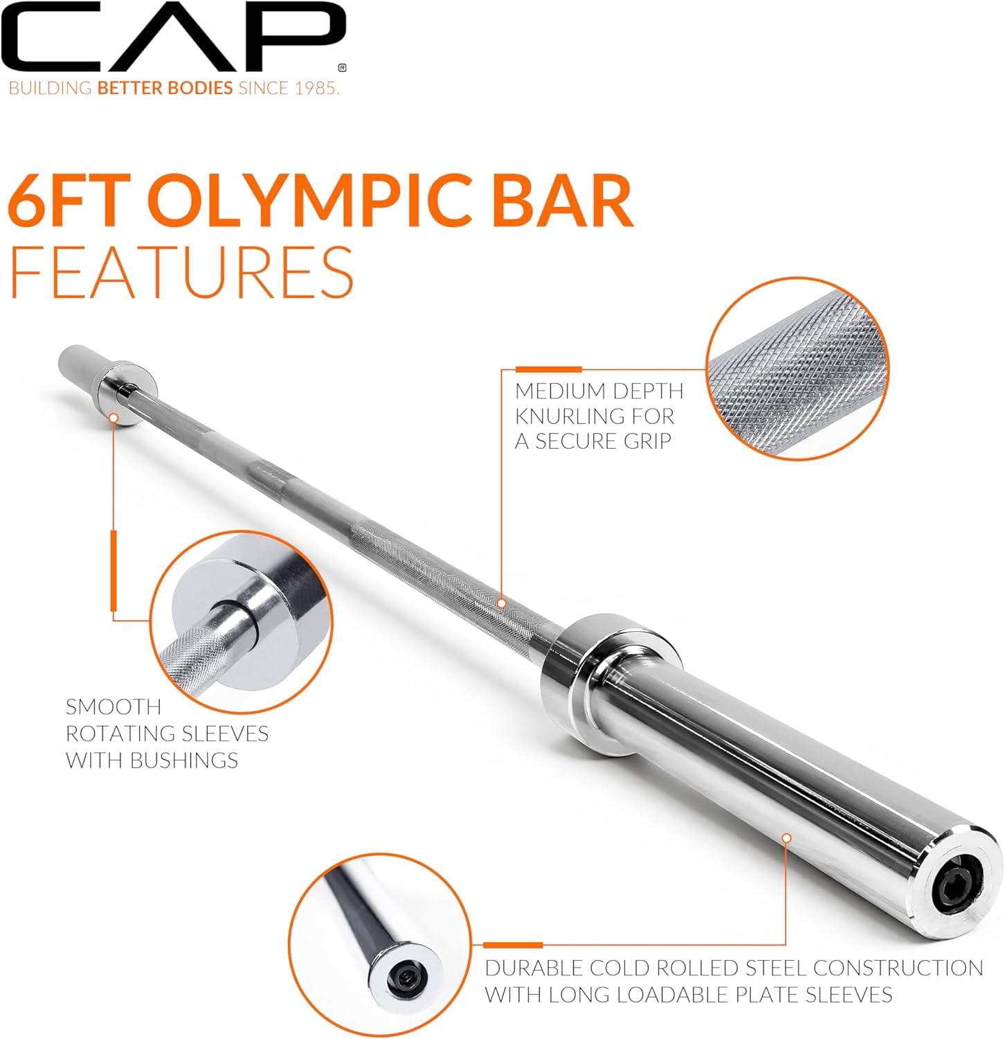 2-Inch  Barbell | 6 ft  Weightlifting  for Home Gym Strength Training