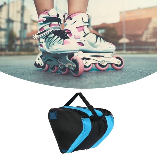 Sac pour Patins de Hockey, Sac pour Patins Imperméable à Grande Capacité avec Poches en Maille et Fermeture Éclair, 3 Couches pour Rangement, Bleu