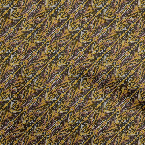 oneOone Polyester Spandex Mustard Yellow Fabric Asian Quilting Supplies Print Sewing Fabric By The Yard 56 Inch Wide