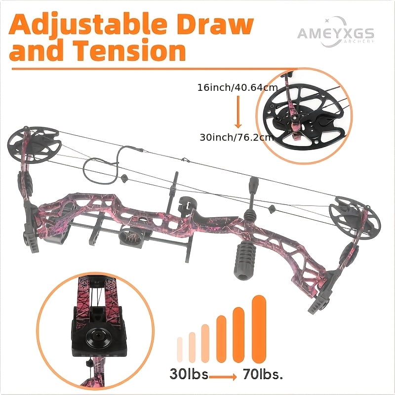 Kamei Qin 35-70 lbs Adjustable Compound Bow Set, Outdoor Archery Adult Compound Bow Right-Handed