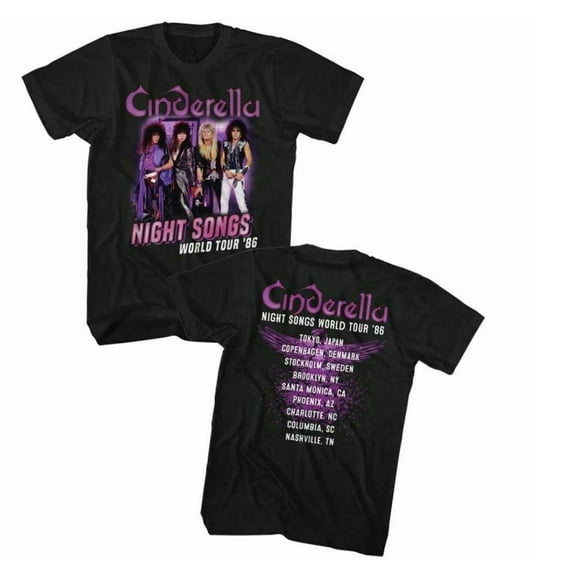 Cinderella Rock Band Concert T-shirt - Night Songs World Tour '86 Men's Unisex