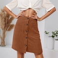 thumbnail image 2 of JTieacloth Corduroy Skirt High Waisted Button Down Mini A Line Fall Winter Short Skirt With Pockets Casual Stretch Comfort Fit,Skirt for Women(Brown), 2 of 6