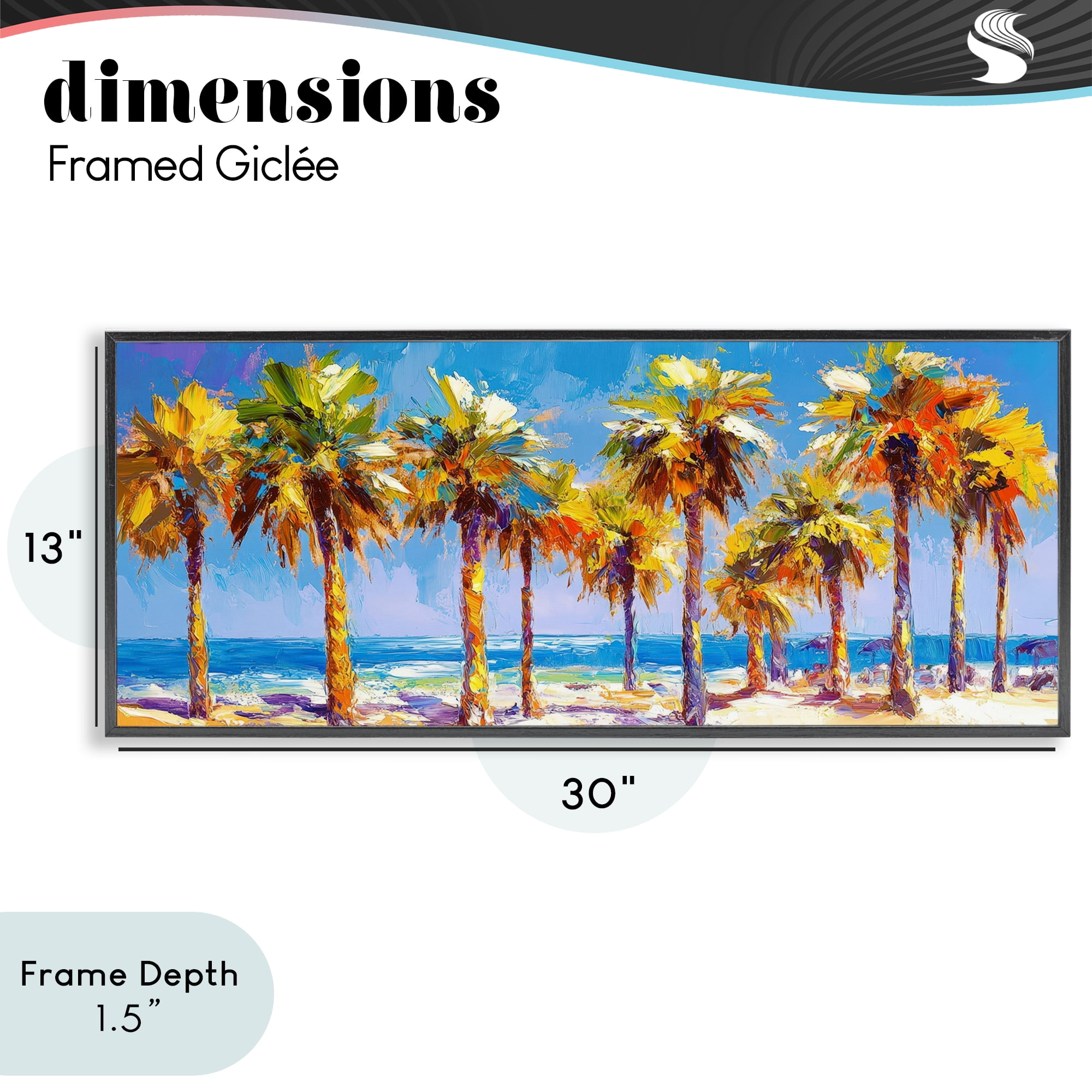 Stupell Industries Many Palm Trees on Beach Black Framed Giclee Art, design by Petal Prints Design