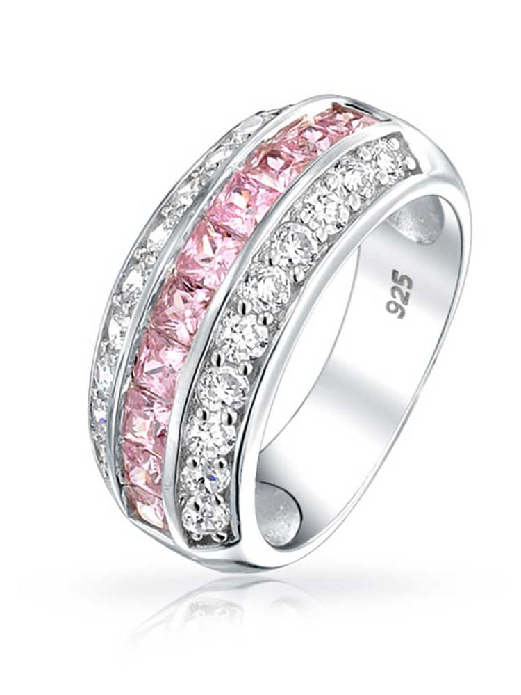 Jewelry Cubic Zirconia Channel Set Pink Princess Cut CZ