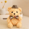 thumbnail image 2 of Soft Bear Plush with Hat and Bow Tie, Cuddly Stuffed Animal for Home Decor, Huggable Bear Toy for Birthdays and Special Occasions, Decorative Figurine, 2 of 5
