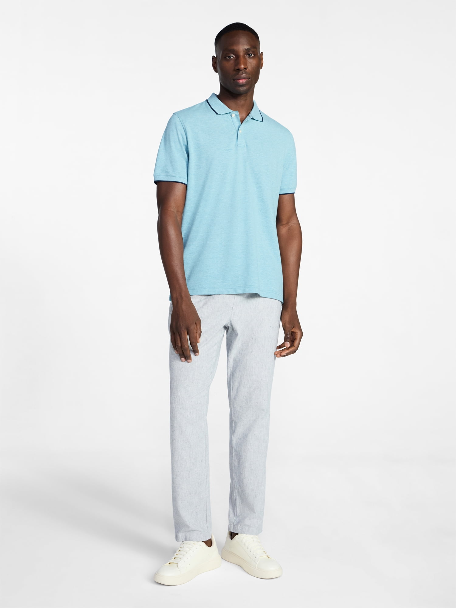 George Men's and Men's Big & Tall Tipped Pique Polo Shirt with Short Sleeves, Sizes XS-5XL, LT-3XLT