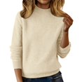 thumbnail image 2 of Women's Mock Neck Raglan Sleeve Sweater, Loose Fit Pullover Top, Solid Color Casual Sweater, Oversized Slouchy Top, Fall Winter Everyday Wear, Long Sleeve Pullover Beige L, 2 of 9