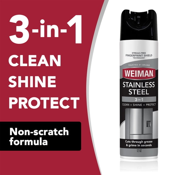 Weiman Stainless Steel Cleaner & Polish Spray for Kitchen and Home Appliances, 12 oz, Floral Scent