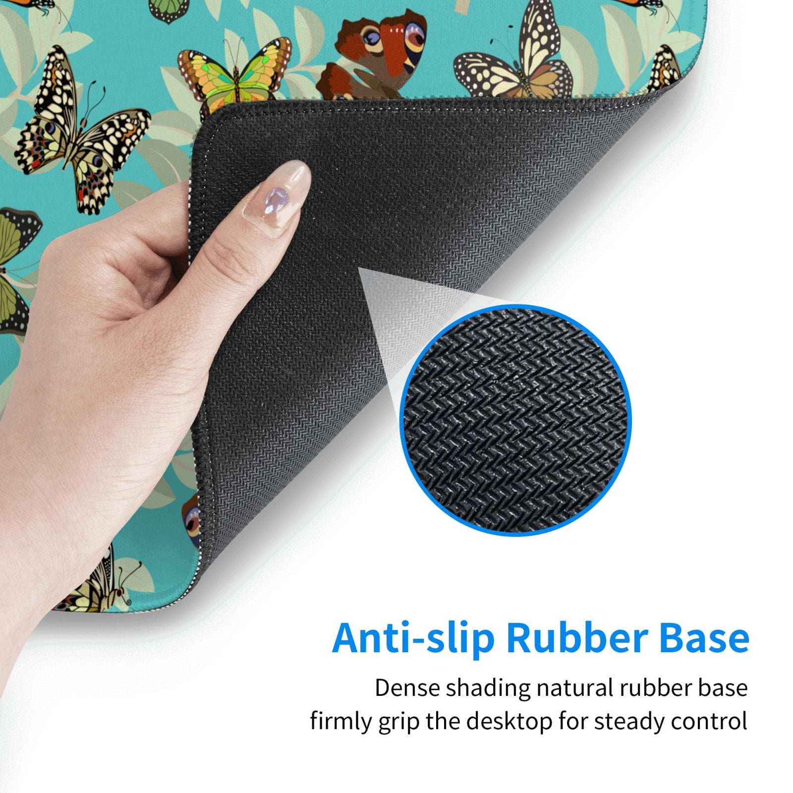 Rateoe Multicolored Butterflies Print Mouse Pad - Extended Large Gaming Mousepad,Non-Slip Stitched Edge,16x29.5 Inch