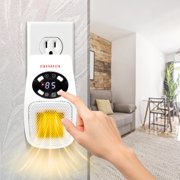 Aiwa Outlet Plug-in Electric Space Heater, Mini Heater with Adjustable Temperature Control, White