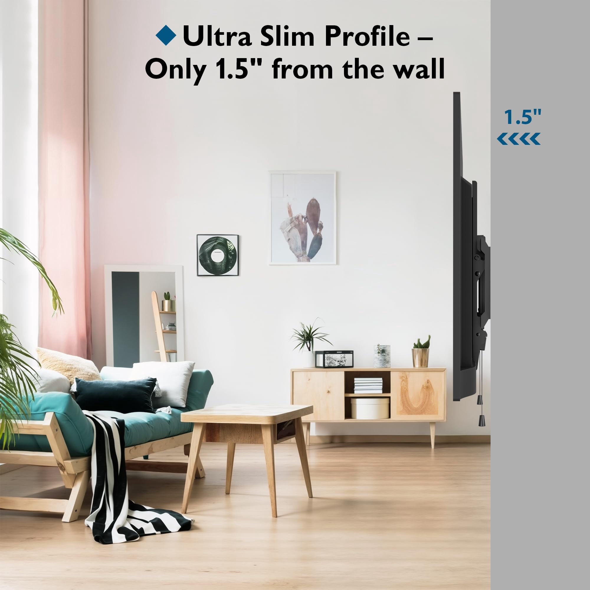 BONTEC TV Wall Mount for 37–85 Inch TVs, Tilting TV Mount Bracket for LED LCD OLED Flat Curved Screens, Low Profile 1.5in Design, Max VESA 600x400mm, Supports up to 132lbs, Fits 55 65 75 85 Inch