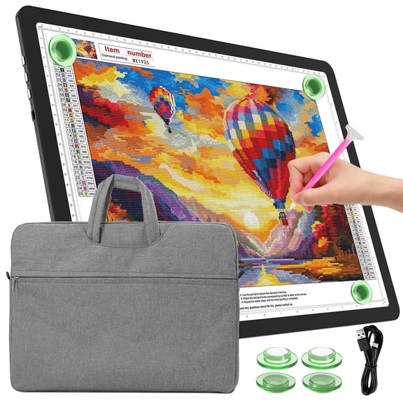 KOBAIBAN A3 Light Board with Bag & Magnets – 6000 Lux, 3 Color Modes, Side Buttons, Type-C – Perfect for Diamond Painting, Tracing & Crafting – USB Powered