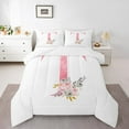thumbnail image 1 of Erosebridal Letter Personalized Comforter Sets Queen Size,Floral Flower Bedding Queen Comforter Set,Initial Monogrammed Bedding Sets Queen with Comforter,Teens Bedroom Decor,Reversible,3 Pieces, 1 of 8