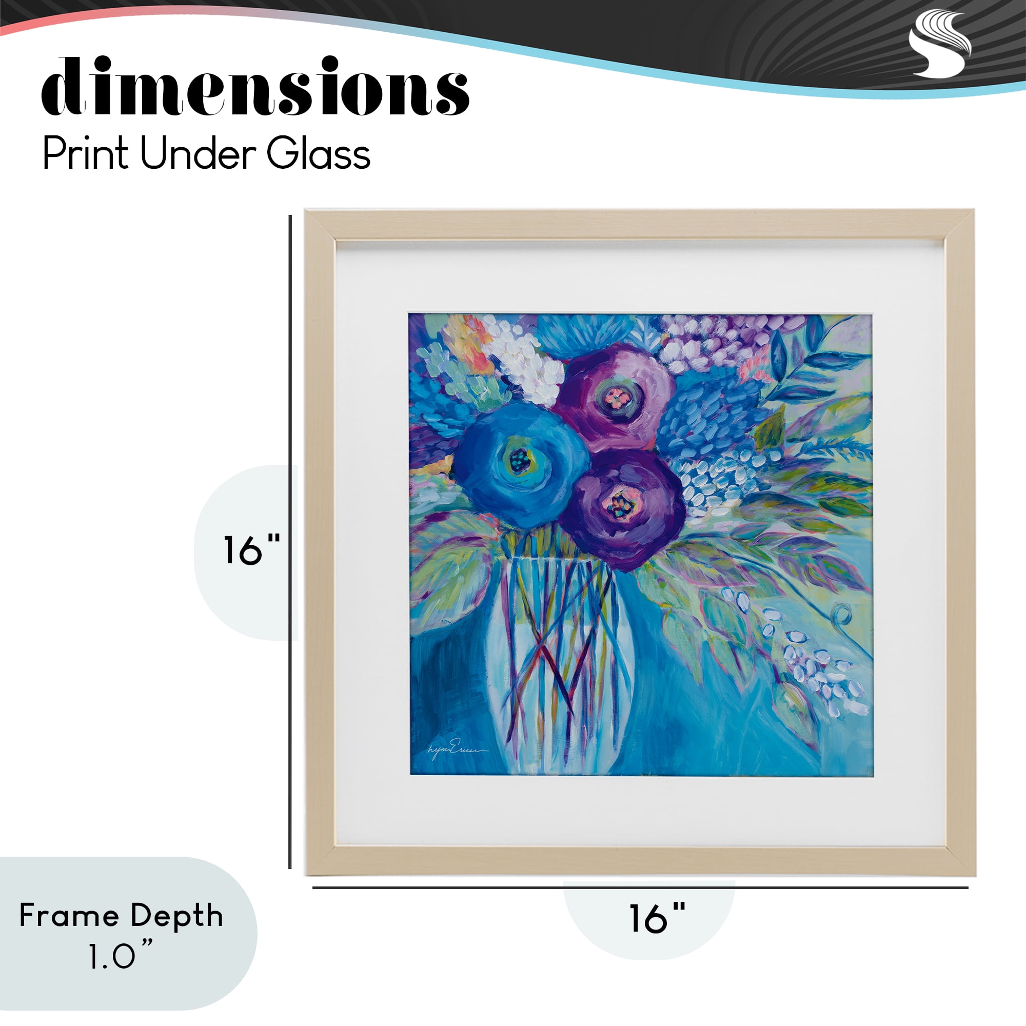 Stupell Industries True Blue Flower Bouquet Birch Framed Print Under Glass, design by Lynn Ericson Fine Art