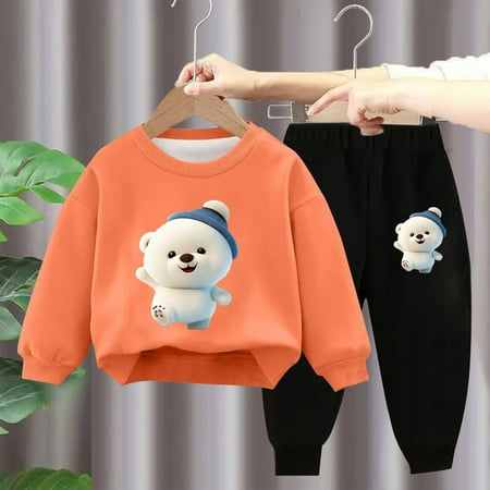 

Abomasnow 2 Pcs Boby Clothes for Boy Girls Cute Print Sweatsuit Pullover Tops and Pants Long Sleeve Sweatshirt and Jogger Pants Outfits Sets