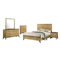 Pemberly Row 5-Piece Wood Full Bedroom Set in Natural Pine and Brown