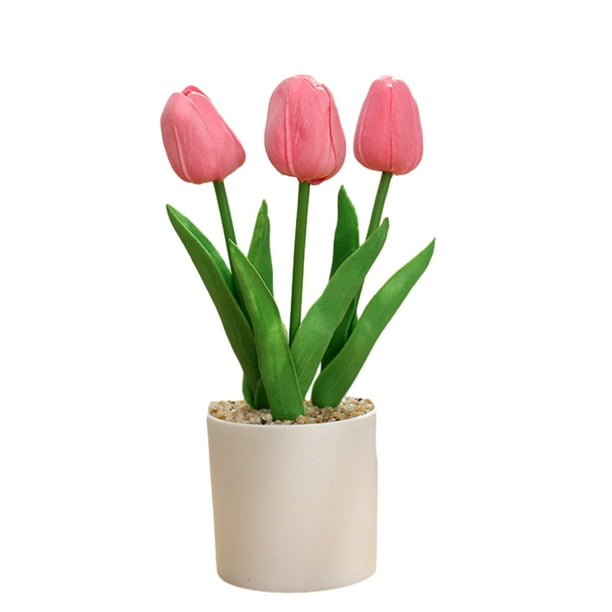 Planta de simulación de material PU, tulipán artificial en maceta, decoración creativa, maceta, paisaje, planta, flor de seda