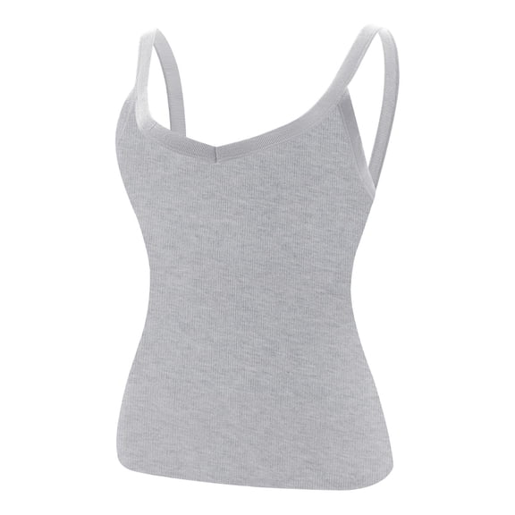 Felirenzacia Women's Ribbed Knitted Tank Top, Long Cami Top with Spaghetti Strap,Gray,XL