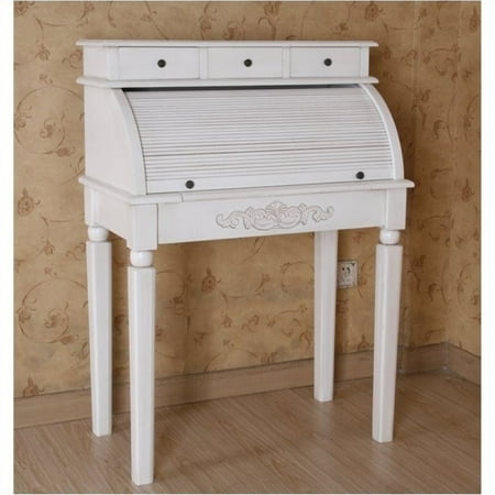 Bowery Hill Roll Top Secretary Desk In White Walmart Com