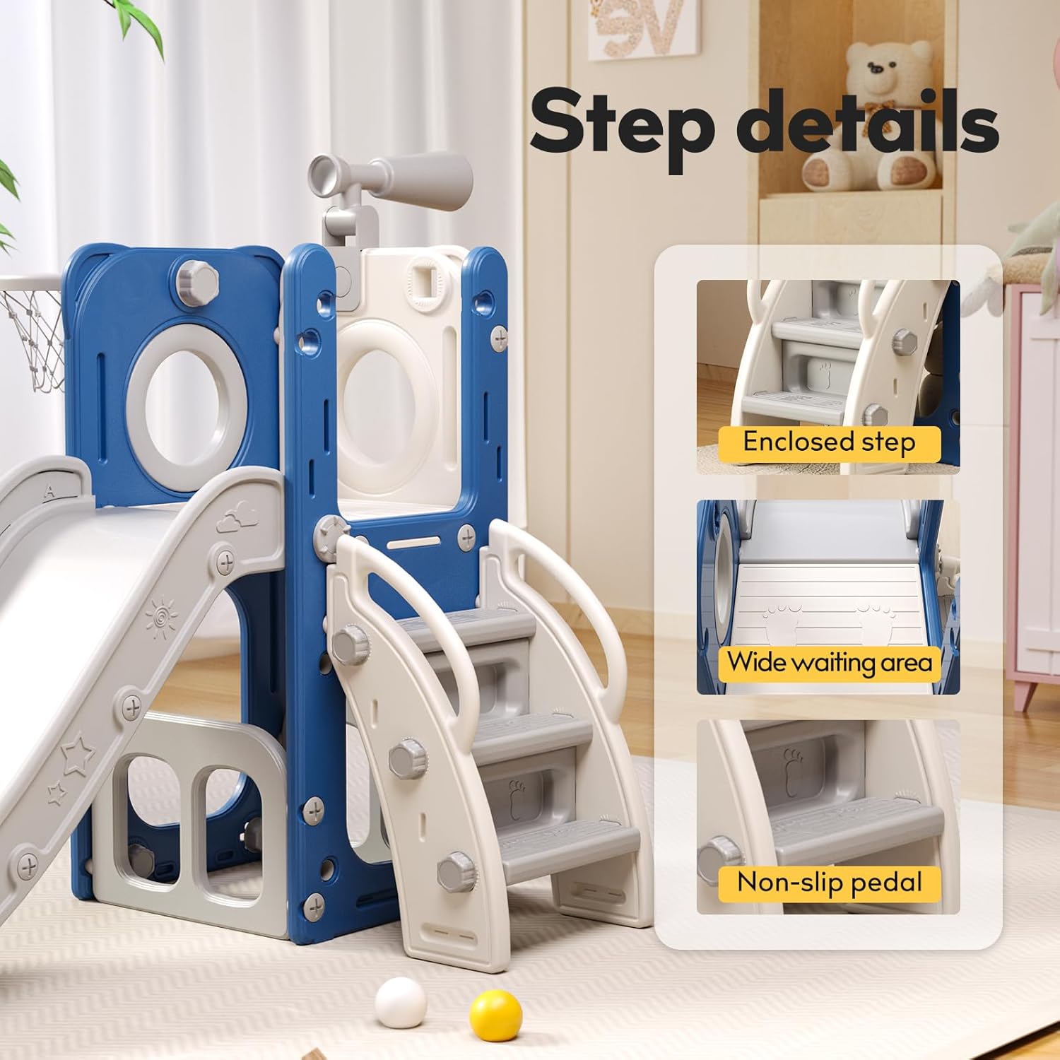 Heyday Sturdy Toddler Slide,6 in1Kids Slide Indoor Outdoor Climber Playground Slide  for Kids  (图4)