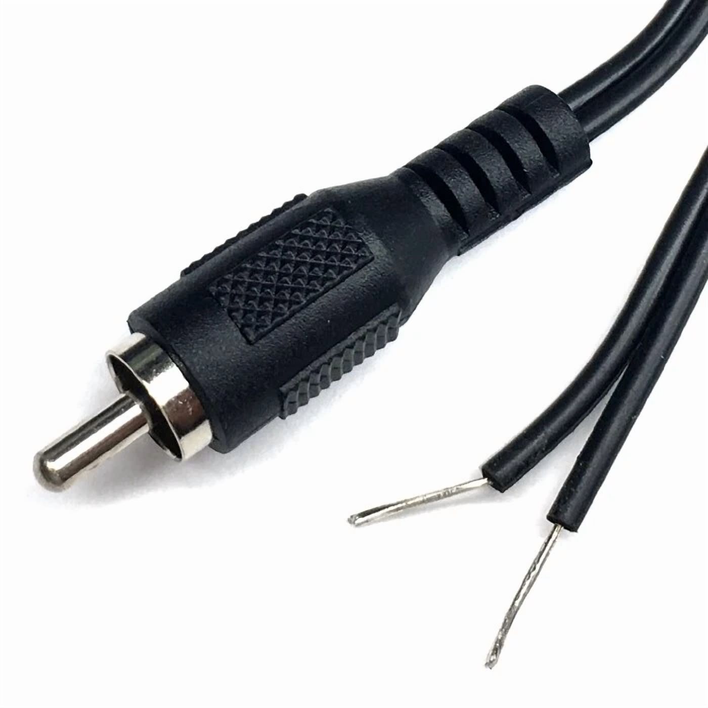 BUTTERFLY- New Two-Pack 8 Ft Rca Male Plug To Bare Wire Audio Speaker Subwoofer Cable Cord