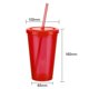thumbnail image 2 of 4 Uds 450ml tapa plana taza de paja cubierta transparente taza de té de la leche taza de café para el hogar taza de plástico de doble capa taza de agua para beber (color aleatorio) JAMW Sencillez, 2 of 5