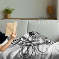 thumbnail image 3 of Octopus Soft Flannel Fleece Throw Blanket, Illustration of an Octopus Holding a Ships Anchor in a Vintage Woodblock Style, Cozy Plush for Indoor and Outdoor Use, 50" x 60", Black White, by Ambesonne, 3 of 5