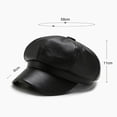 thumbnail image 5 of Women Spring Summer Beret Retro Solid Color Faux Leather Short Brim Decorative Sun Anti UV Breathable Lady Painter Hat Unisex Octagonal Cap Red, 5 of 8