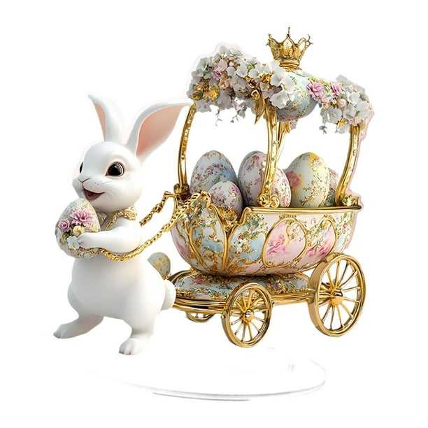 Decoración de conejito de Pascua 2D, manualidades de decoración de Pascua, regalo de inauguración de la casa, escritorio acrílico Estilo D
