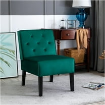 JERFIT Modern Velvet Accent Chair Set of 2, Armless Button Tufted Upholstered Lounge Chairs for Living Room, Bedroom, Green